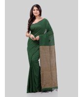 DESH BIDESH Women`s Khadi Cotton Handloom RupSagar Design Saree Without Blouse Piece(Green)
